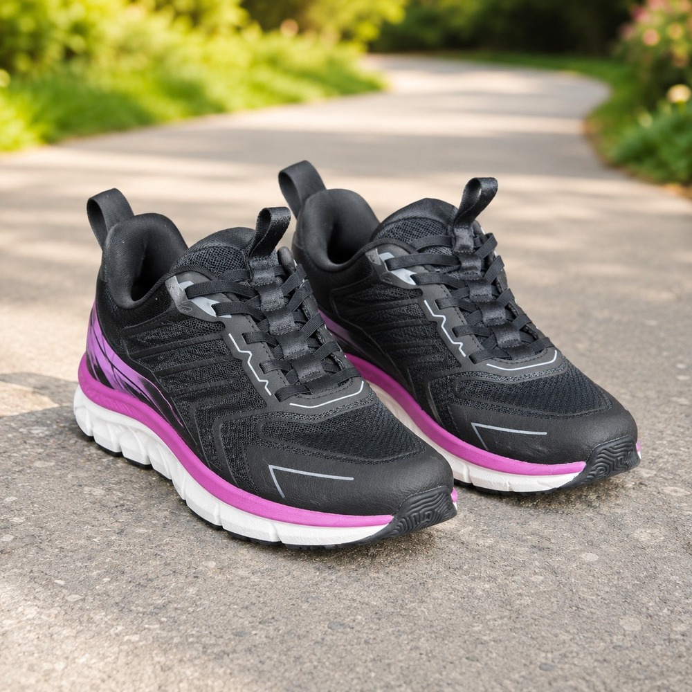 Womens Black Purple Mesh Athletic Running Sneakers SARR034W Size 8
